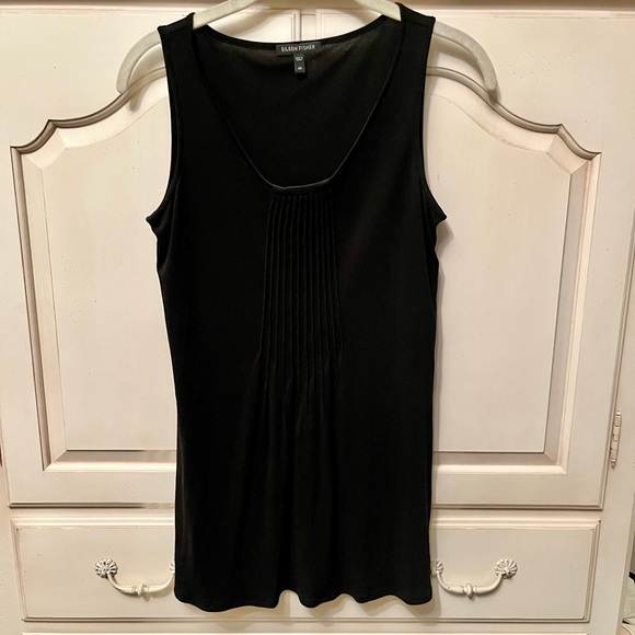 Eileen Fisher Tunic Tank with Pleated Neckline - Picture 1 of 3
